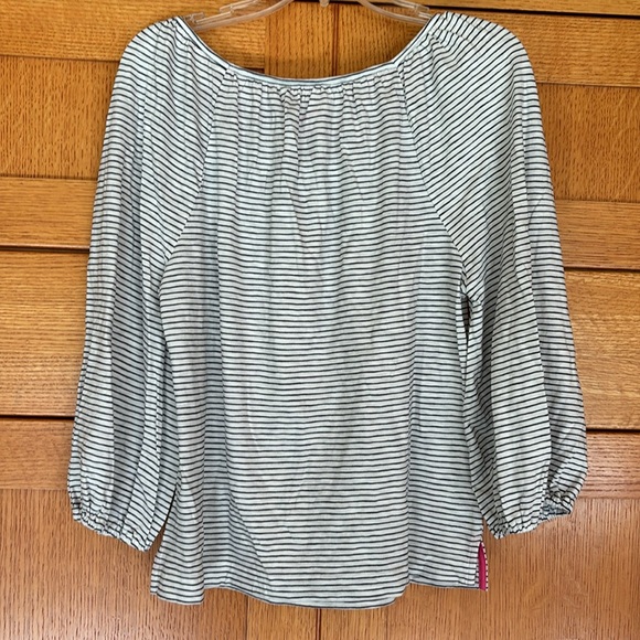 Boden White with Navy Stripes 3/4 Length Sleeves Top S - Picture 3 of 10